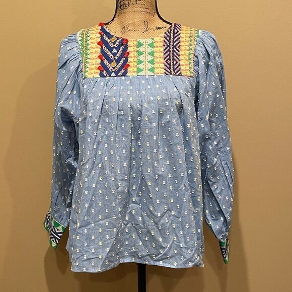 NWT Anthropologie Verb Pallavi Singhee Rhapsody Embroidered Blouse Medium B-1158 - Picture 7 of 8